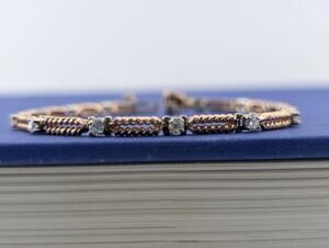 14kt Rose White Gold Open Rope Tennis Bracelet - 9.5g